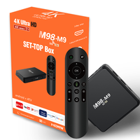 Boîtier TV Android ATV BOX M98 M9 avec système d'exploitation Android 10, interface utilisateur H313, 2 Go de RAM, 8 Go de stockage, Wi-Fi double bande 2,4 G et 5 G avec télécommande vocale Bluetooth, boîtier TV intelligent 4K