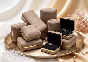 High-End Square <b>Box</b> with Faux Leather Wrapping Gold Trim Flip Cover Soft <b>Black</b> Velvet Lining Magnetic Closure Customizable - Product Image 3