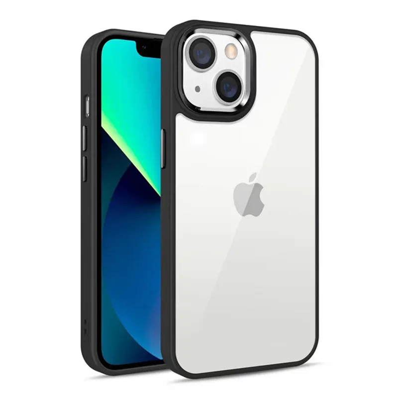 Tpu pcボーダーメッキレンズ保護ケースiPhone15 14 promax用アクリル透明昇華電話ケース