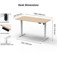 Bureau électrique ergonomique avec étagère et porte-gobelet, extensible et portable, réglable en hauteur