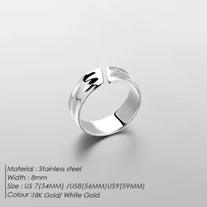 Anillo ancho de acero inoxidable chapado en oro, estilo punk simple, ideal para hombres, joyería fina, de eManco Dropshipping. - Product Image 2