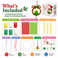 Kit de Manualidades para Corona Navideña, Adorno para Árbol de Navidad, Tallo de Chenilla, Arcilla de Secado al Aire, Regalo Navideño, Venta al Por Mayor OEM