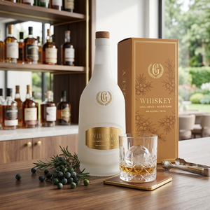Bouteille de luxe 700 ml en verre super flint avec bouchon, base lourde transparente, pour spiritueux, whisky, vodka, brandy, <span class=keywords><strong>gin</strong></span> – Vente en gros personnalisée directe usine - Product Image 3