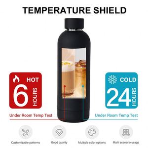 Bouteille d'eau sport en acier inoxydable à double paroi, 500 ml, avec logo personnalisé, revêtement thermique en caoutchouc mat - Product Image 1
