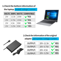 Adaptador USB-C para Portátil, 230W 20V 11.5A, Cargador de Corriente AC/DC para Lenovo