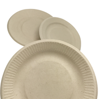 Assiette ronde compostable en bagasse de canne à sucre de 7 pouces, sans PFAS, jetable, pour fête