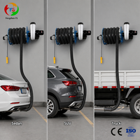 Enrouleur de tuyau motorisé avec souffleur et adaptateur universel pour voitures, camions, bus et systèmes d'extraction des gaz d'échappement en atelier
