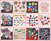 Patch brodé 3D en chenille personnalisé, motif fleur gonflée, pour équipe de football, à thermocoller sur vêtements, sweats à capuche et casquettes