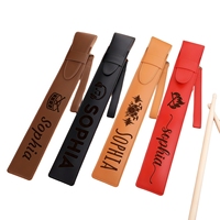 Étui personnalisé en cuir PU pour baguettes de batterie avec nom/logo gravé - Cadeau d'anniversaire durable fait main pour les batteurs et les amateurs de musique