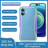 Pour iPhone 16 Plus nouveau modèle Anti-chute TPU PC cadre en alliage d'aluminium couverture de téléphone portable pour iPhone 16 Pro Max coque de téléphone transparente