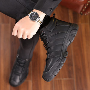 Botas de Invierno para Hombre, de Piel Genuina, Forro de Felpa, Suela de Goma, Punta Redonda, Botas de Nieve Cómodas - Product Image 4