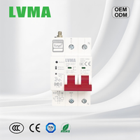 Disjoncteur intelligent WiFi LVMA RCBO 2P C63 30mA Protection contre les fuites 6kA 220V Tuya Montage sur rail Télécommande Cuivre PA66