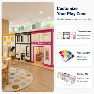 Aire de jeux intérieure souple, thème professionnel européen, avec trois façades vitrées et comptoirs de service pour centre commercial - Product Image 5