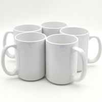 Mug en céramique blanche écologique de 15 oz, tasse à café en porcelaine pour impression par sublimation, accessoires vierges économiques avec fonction de chauffage