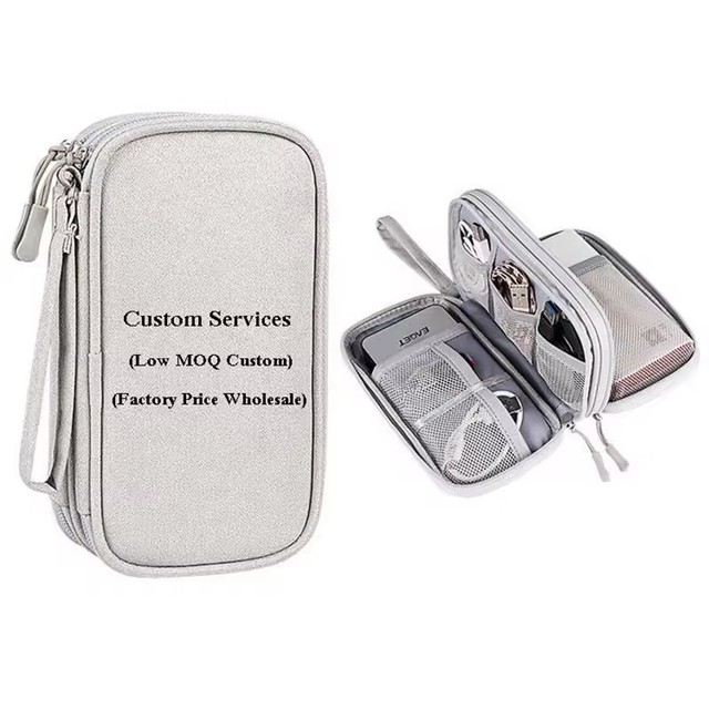 Portable Electronic Organizer Pouch Bag with 3 Compartments for Travel and Phone Accessories Storage Consumer Electronics