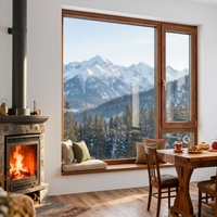 Fenêtres pliantes en bois et aluminium avec vitrage trempé, moustiquaire en acier inoxydable, design moderne, certifiées Energy Star, pour appartement, avec persiennes