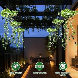 Lampe solaire suspendue Han Sixin, imperméable, en lierre artificiel, LED, pour la décoration extérieure du jardin et du patio - Product Image 4