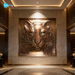 منحوتة حائط برونزية كبيرة مخصصة على شكل حيوانات، ديكور نحتي لغزال وحصان ونمر وطائر الكركي - Product Image 2