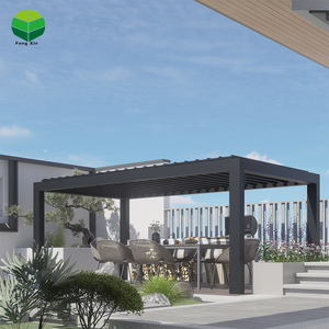 <span class=keywords><strong>Volet</strong></span> de toit en aluminium Jalousie Pergola pour gazebo de <span class=keywords><strong>piscine</strong></span> Cadre en bois traité sous pression nature rétractable et enduit de poudre - Product Image 4