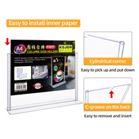 Horizontal A4 OEM haute qualité en plastique Table porte-carte affiche présentoir bureau en forme de T Menu support pour Restaurant