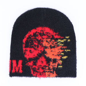 Vente en gros de bonnet <span class=keywords><strong>ski</strong></span> hiphop noir avec logo personnalisé style designer bonnets personnalisés avec lettre jacquard logo bonnet avec <span class=keywords><strong>fourrure</strong></span> - Product Image 1