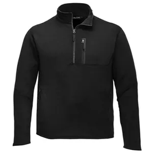 Mens black 96/4 polyester/elastane zippered chest and hand pockets Micro-elastic binding at hem 1/2-Zip Fleece jacket
