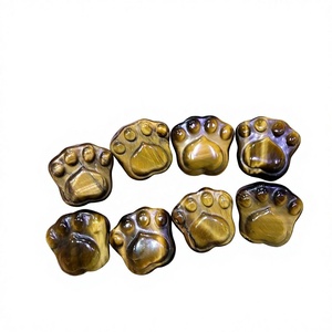 Natural <b>Tiger</b> <b>Eye</b> Cat Paw Carving Loose Gemstones Brown Polished For Jewelry Making - Product Image 1