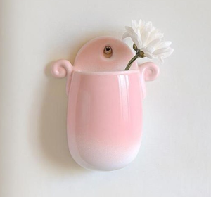 Vase mural en <span class=keywords><strong>c</strong></span>éramique fait main, pot à fleurs suspendu unique - Product Image 3