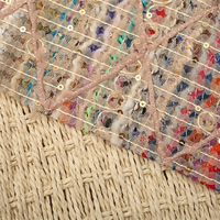 Tissu en tweed croisé épais 100 % polyester respirant, brodé de paillettes multicolores et de dentelle tissée, pour robes de filles et femmes
