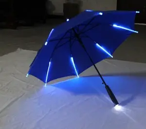 크리에이 티브 LED 투명 우산 비 우산 직선 손전등 사용자 정의 선물 투명 LED 빛 우산