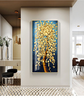 Tableaux muraux décoratifs pour la maison, en porcelaine cristalline 5D, grand incrustation de diamants, tableaux muraux en verre pour hôtel, motifs d'arbres