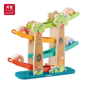 Juguete Educativo Preescolar para Niños, Torre Deslizante con Pista de Carreras de <span class=keywords><strong>Madera</strong></span>, Juego de <span class=keywords><strong>Madera</strong></span> con Pista de Carreras y Estacionamiento - Product Image 5