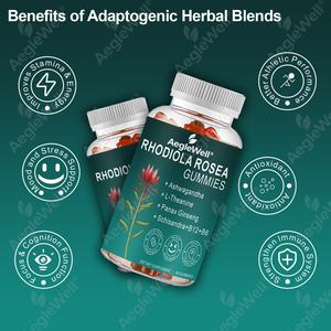 OEM/ODM Etiqueta Privada orgánica Rhodiola Rosea vitamina B gomitas suplemento Rhodiola gomitas en stock - Product Image 4