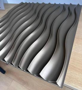 Panneaux muraux 3D en PVC couleur personnalisée pour salon, motif vague brisante, panneaux muraux 3D avec finition métallique - Product Image 2