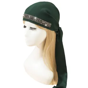 Nouveaux chapeaux en tissu de couleur unie en Arc de strass pour femmes, 12 couleurs en lin cristal, foulard Simple pour femmes, Turban pour dames