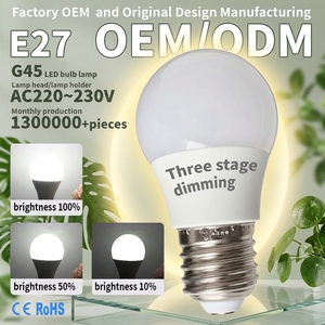 Ampoule LED G45 E27 AC220~240V, gradation à trois niveaux, abat-jour en plastique blanc, indice de restitution des couleurs Ra80, économie d'énergie, garantie de 2 ans - Product Image 2