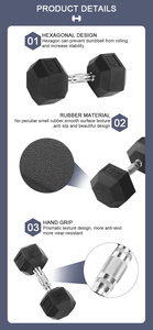 Enhance the Upper Limbs Rubber Dumbbell Trunk and Lower Limb Muscle <b>Strength</b> <b>Training</b> Hex Dumbbell Good Sports Equipment - Product Image 3