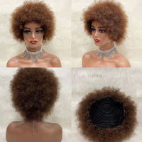 Perruque courte brésilienne naturelle, coupe Pixie, Afro, crépus, bouclés, ombré 100%, cuticule alignée, cheveux humains, perruques Non Lace pour femmes noires