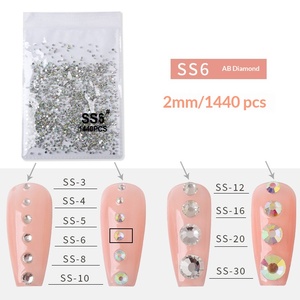 Venta al por Mayor de 1440 Piezas de Diamantes de Imitación Transparentes Blancos con Base Plana, Súper Brillantes, Color <span class=keywords><strong>AB</strong></span> Checo, Varios Tamaños, para Uñas - Product Image 6