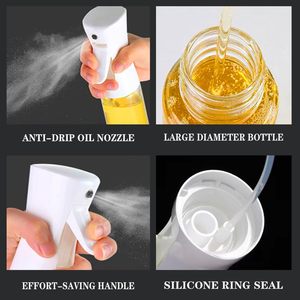 Botella de aceite invertida de vidrio de borosilicato de alta resistencia de 270ml y 240ml, dispensador de aceite para cocina y hogar con botella pulverizadora atomizadora de broche de resorte - Product Image 4