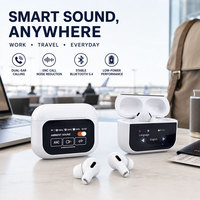 Écouteurs TWS A15 à écran tactile intelligent avec réduction de bruit ANC, transducteur dynamique de 13 mm, réduction du bruit d'appel ENC, affichage en 11 langues