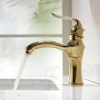 Zinc avec laiton robinet de bassin antique de style européen chaud et froid bassin de lavabo rétro robinet en or anti-éclaboussures