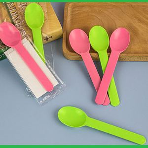Cuillère à soupe jetable en plastique épaissi avec long manche, cuillère à dessert jetable avec serviette en papier pour la cuisine occidentale - Product Image 3