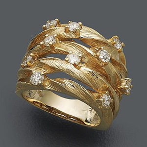 Anello da donna a fascia larga con design a nido d'ape e multi-loop - Product Image 4