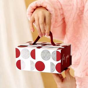 Caja de Regalo para Dulces de Boda, Caja Cuadrada, Bronceado, Contraste de Color, Diseño de Ondas y Puntos, Anillo Anual, Pequeña, Venta al por Mayor, Rígida, Laminación Mate, UV - Product Image 4