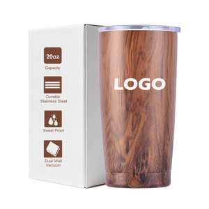 Gobelet écologique en acier inoxydable à double paroi de 20oz Tasse de voyage vintage en bois pour l'extérieur avec couvercle - Product Image 1