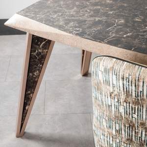 Table à manger rectangulaire moderne pliable en marbre avec pieds en métal, modèle Concord 6 places - Product Image 4