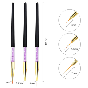 Pinceau à ongles violet diamanté à manche noir 10 mm pour le dessin de détails et le traçage, idéal pour la manucure en gel acrylique et l'art des ongles - Product Image 4
