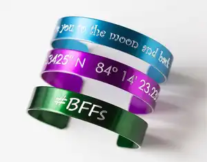 Custom Anodized Aluminum Cuff Memorial Bracelets Blanks Engraved