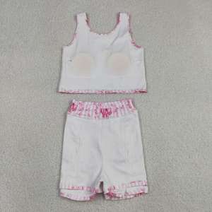 Conjunto deportivo con falda y top sin mangas con estampado de castillo rosa para niñas pequeñas, top sin mangas con lazo coqueto y falda, conjunto deportivo informal para viajes de niños - Product Image 2